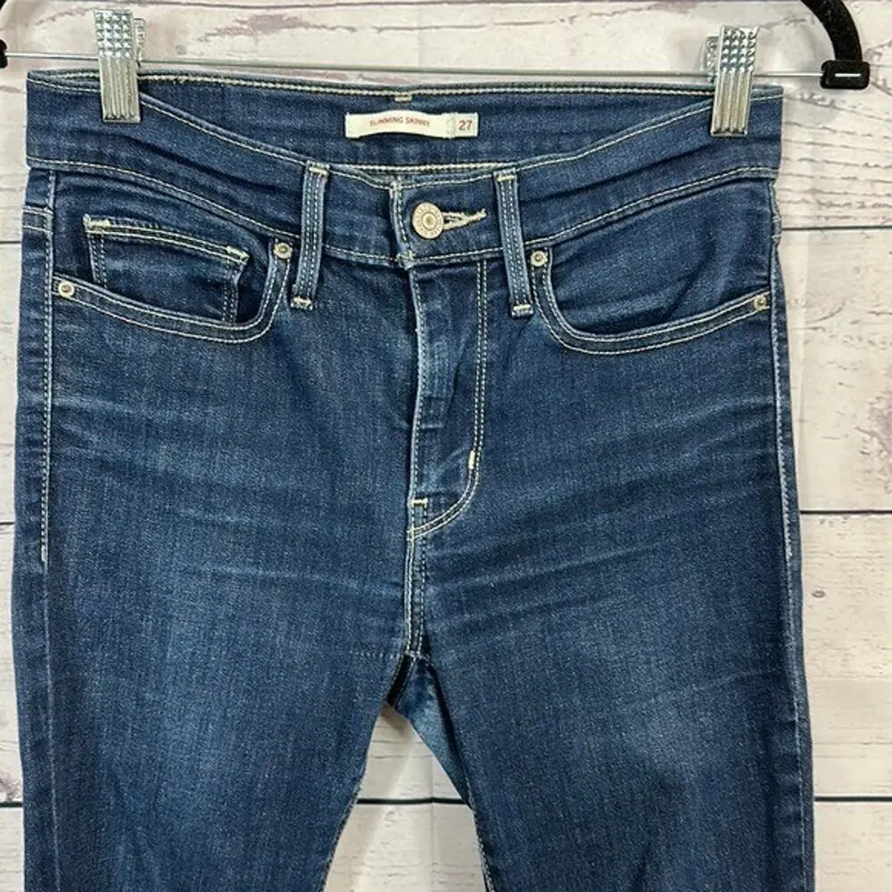 Levis Jeans Womens 27 Blue Skinny Dark Wash‎ Slimming Stretch Casual Minimalist
